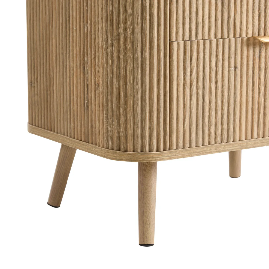 2 Drawer Light Wooden Bedside Table