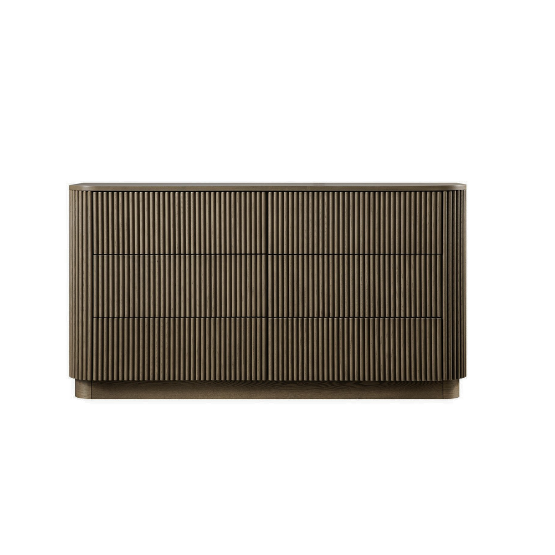 6 Drawer Fluted Chest Of Drawers Dark Oak