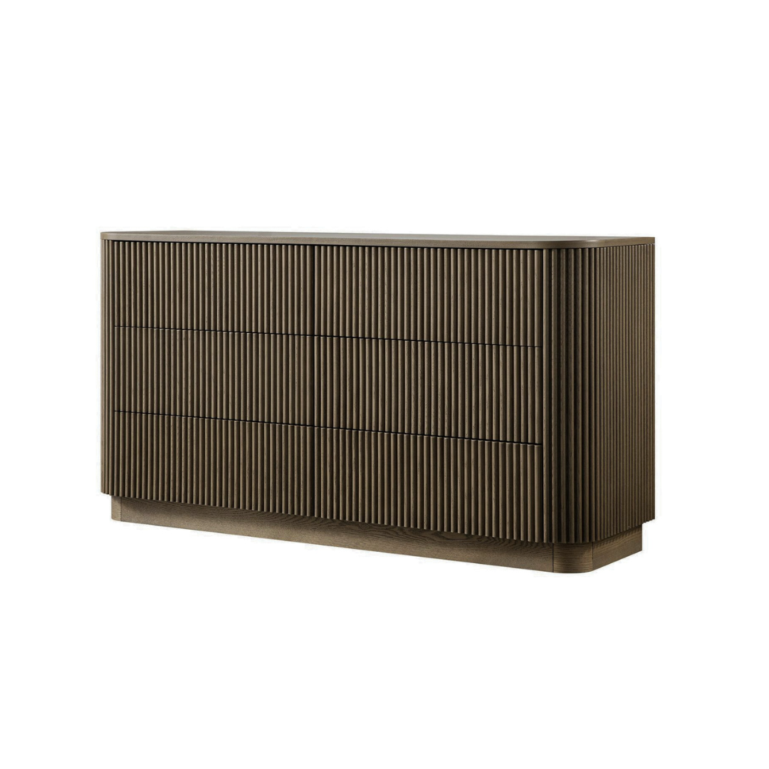6 Drawer Fluted Chest Of Drawers Dark Oak