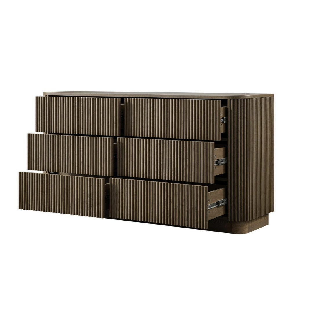 6 Drawer Fluted Chest Of Drawers Dark Oak