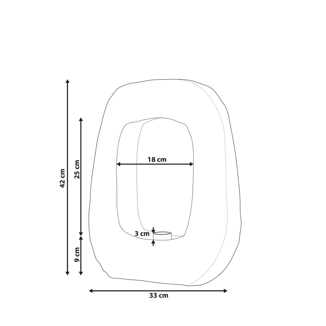 Measurement chart of a product with dimensions labeled in centimeters.