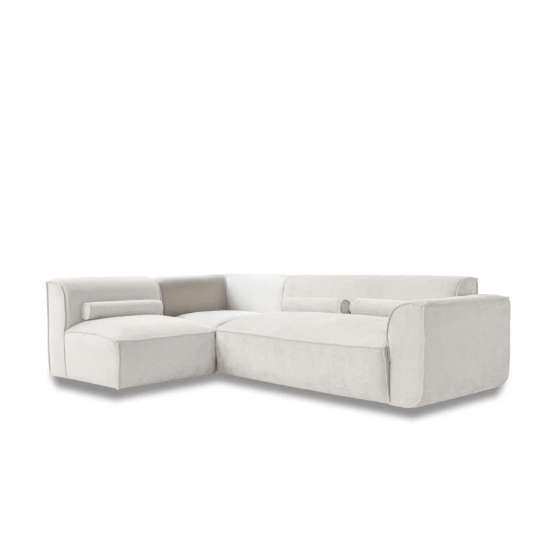 Beige Contemporary Sofa Sectional Modular, white background.