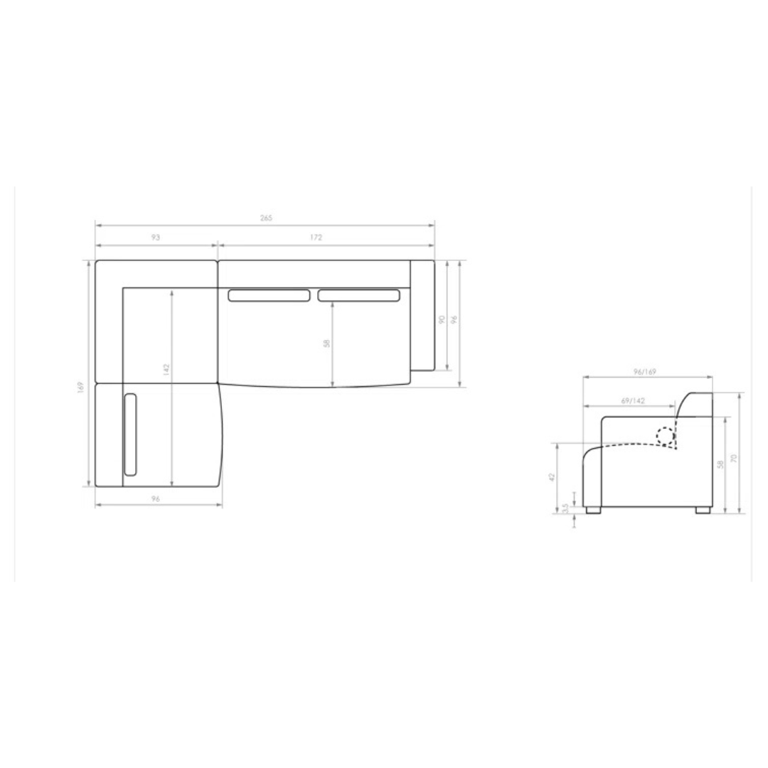 Beige Contemporary Sofa Sectional Modular, dimensions.