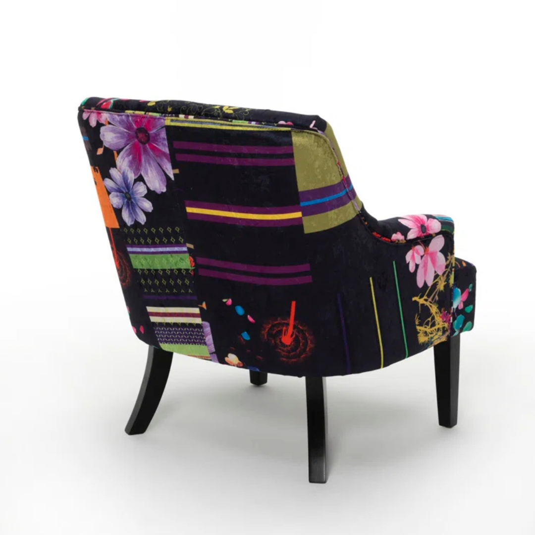 Black Accent Patchwork Armchair, backview.