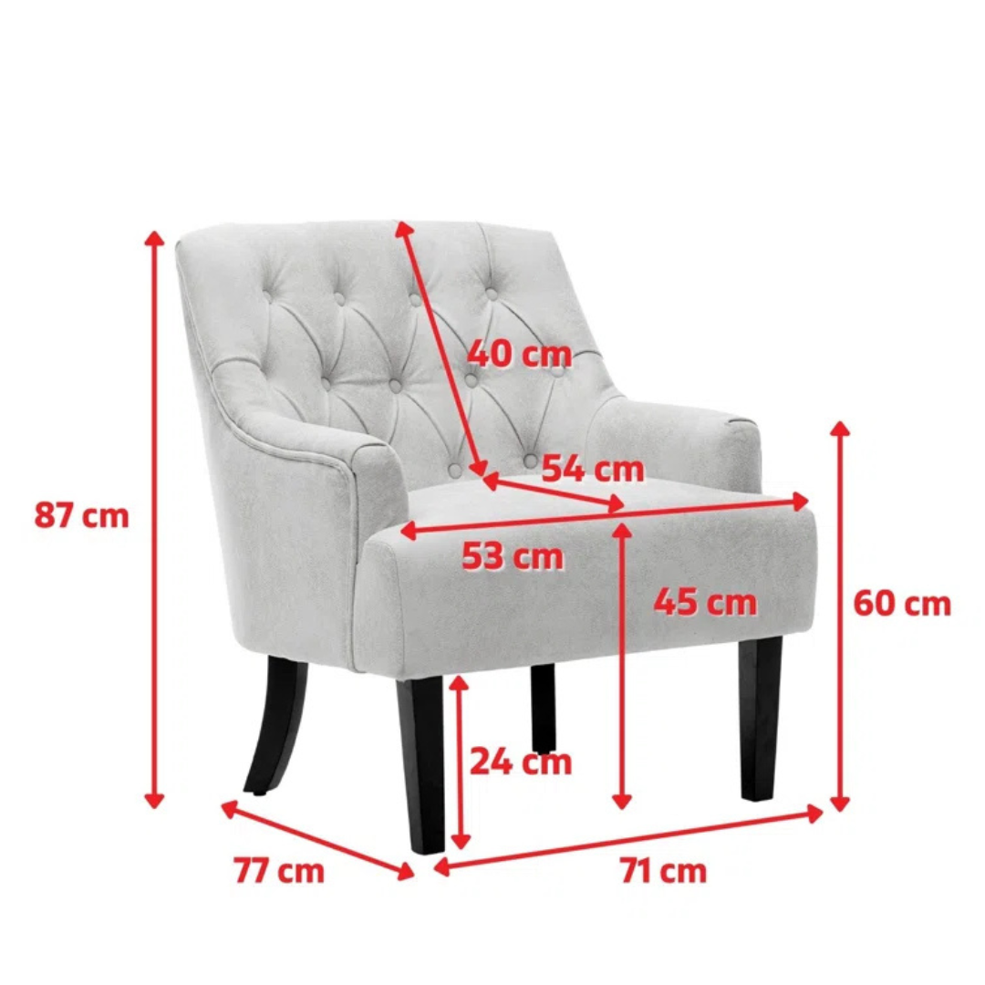 Black Accent Patchwork Armchair, dimensions.