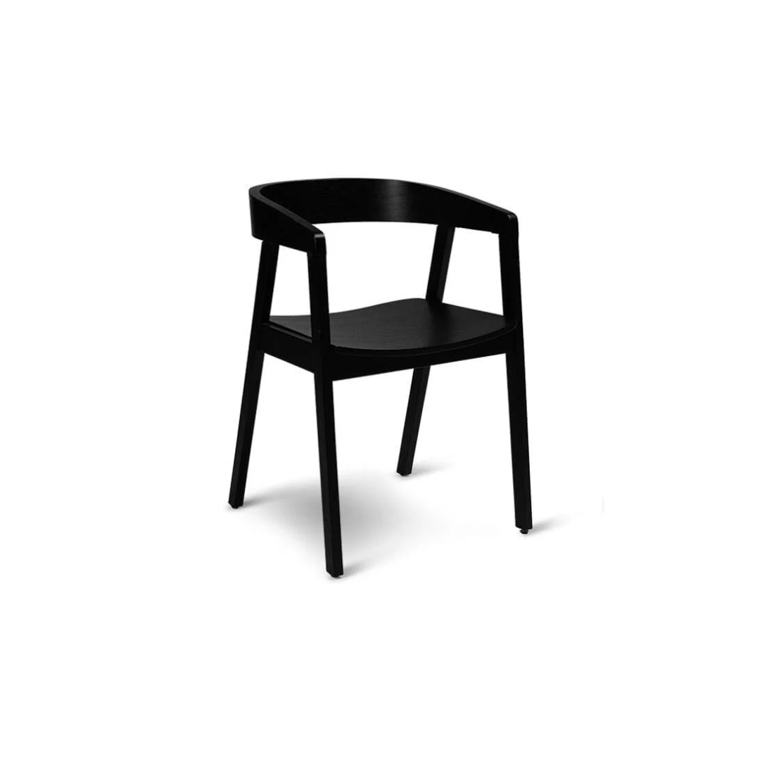 Black Dining Room Chairs With Arms front view against a white background