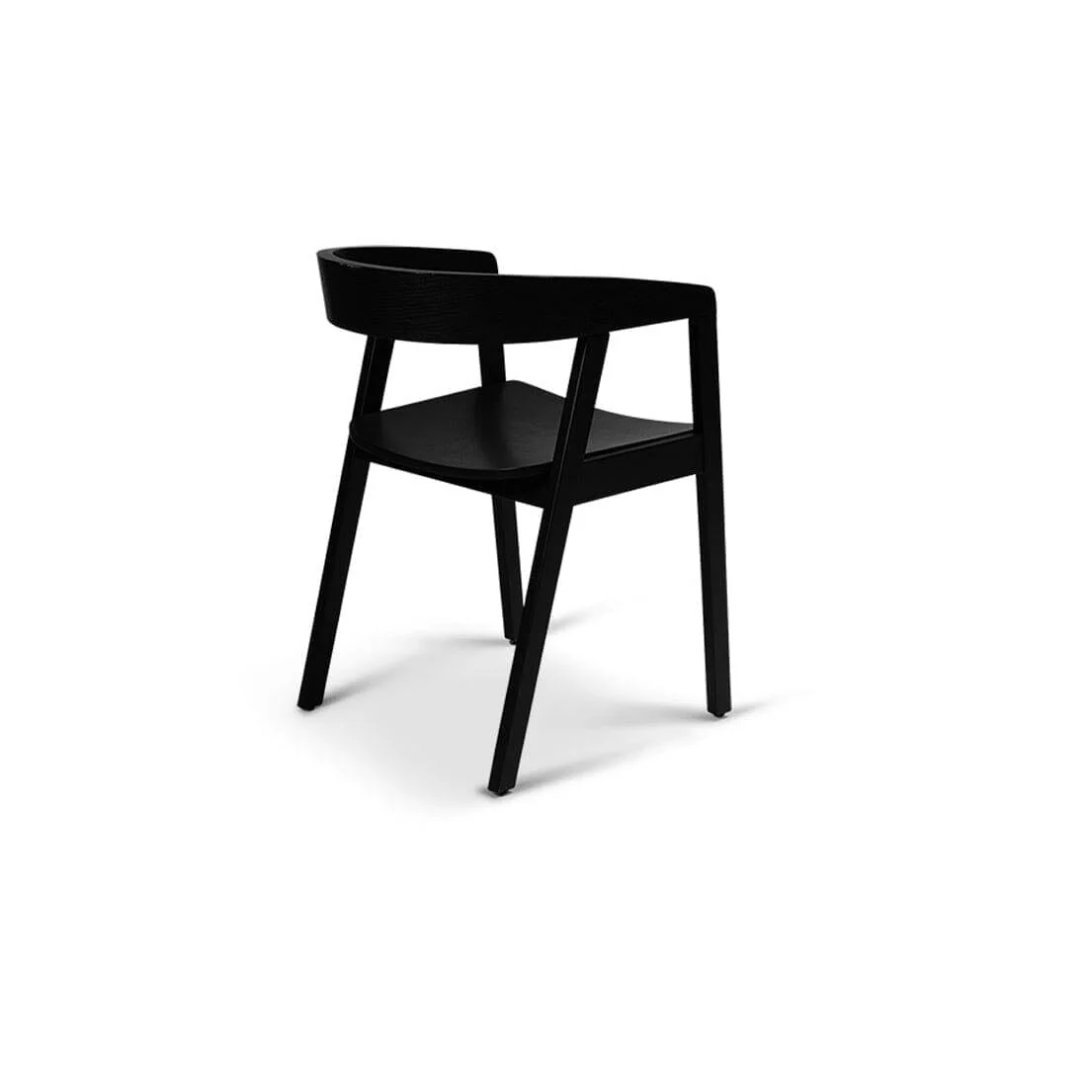 Black Dining Room Chairs With Arms back view against a white background