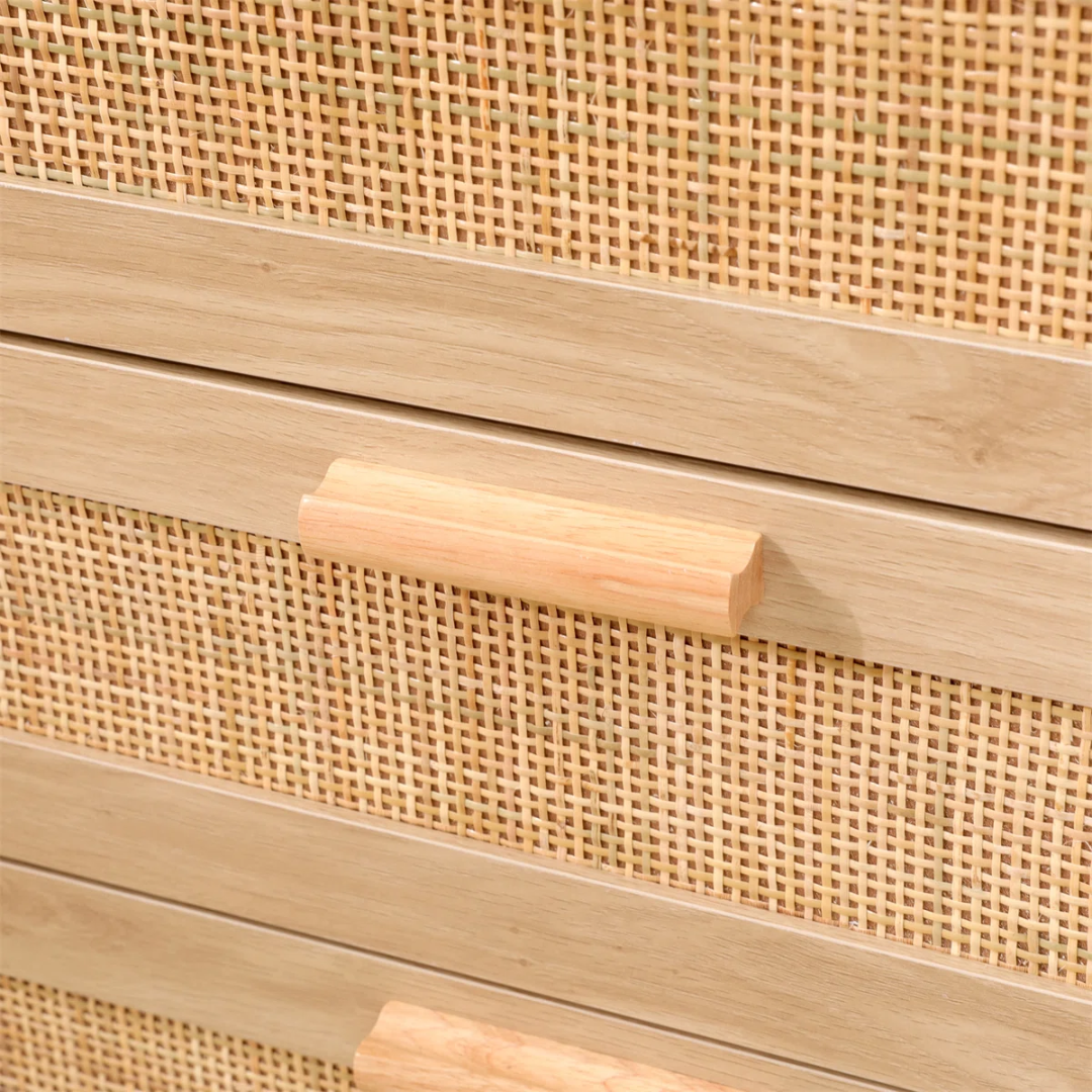 Black Six Drawer Woven Chest Of Drawers