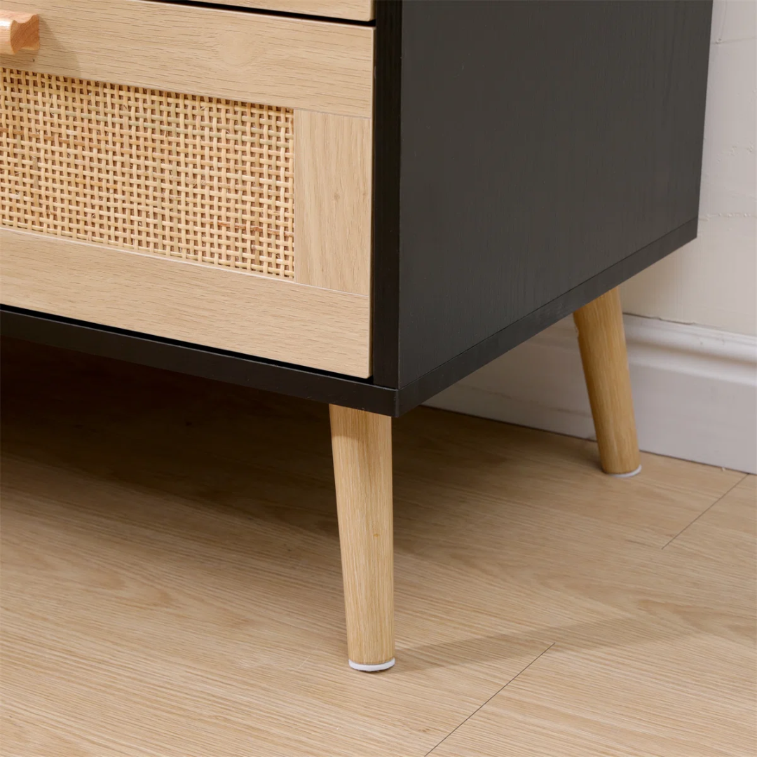 Black Six Drawer Woven Chest Of Drawers