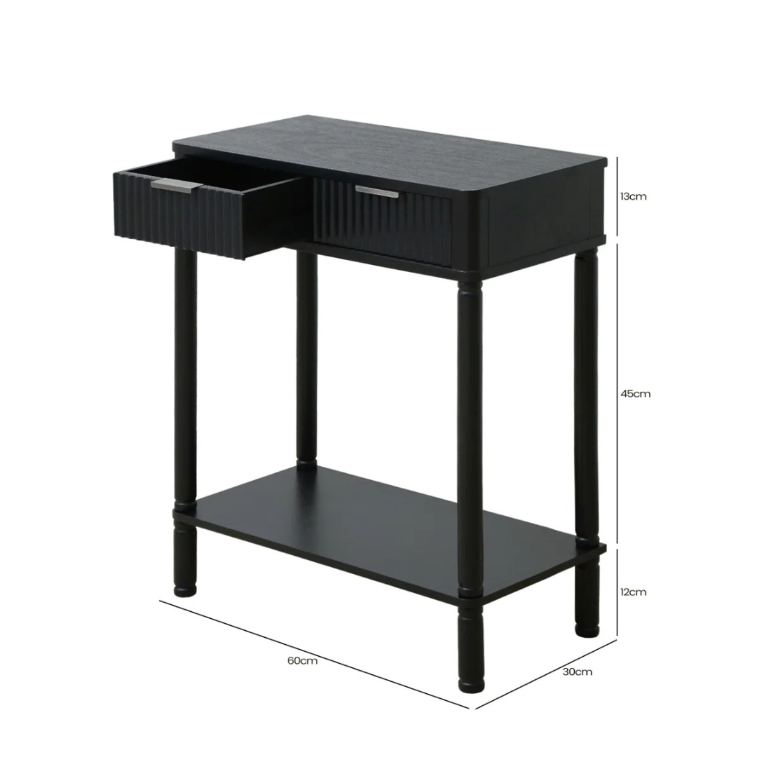 Black Traditional Hallway Table With Storage, dimensions.