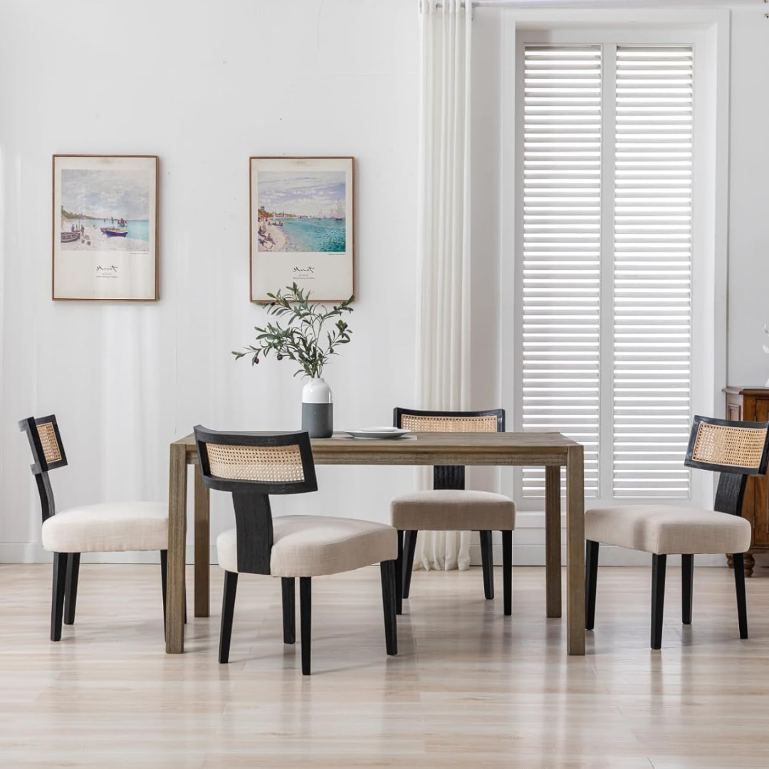 Black Dining Room Chairs Mid Century in a full dining room set up with dining table