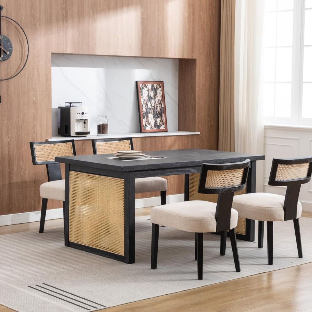 Black Dining Room Chairs Mid Century in a mid century dining area