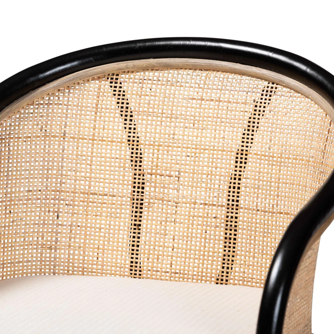 Black Rattan Bar Stool Chair With Back