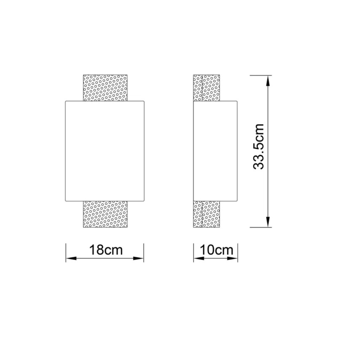 Dimensions of a rectangular object with dimensions labeled in centimeters.