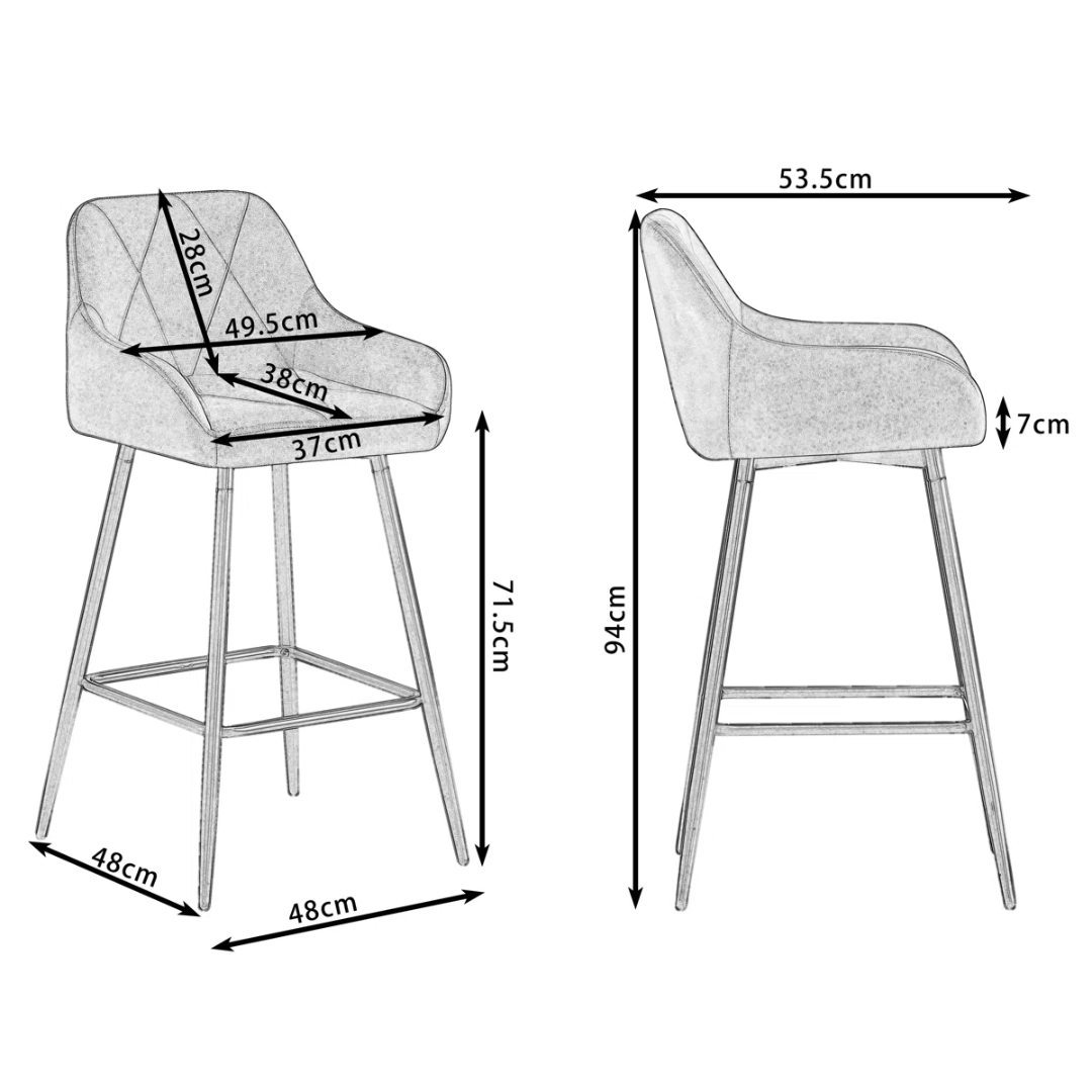 Brown Upholstered Bar Chairs - Set Of Two