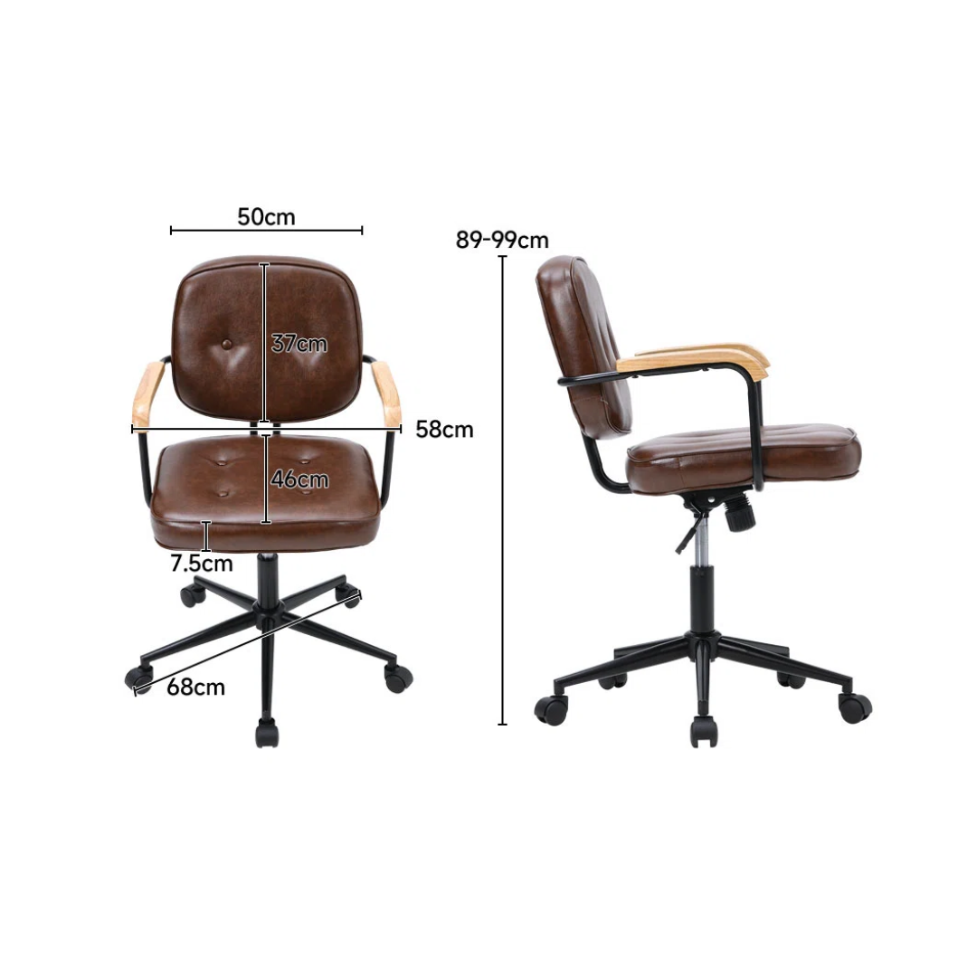 Brown Leather Vintage Office Desk Chair