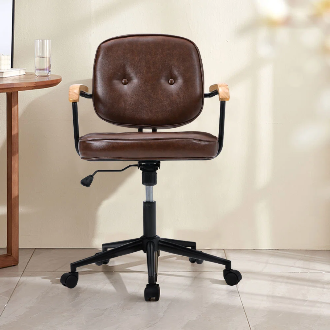 Brown Leather Vintage Office Desk Chair