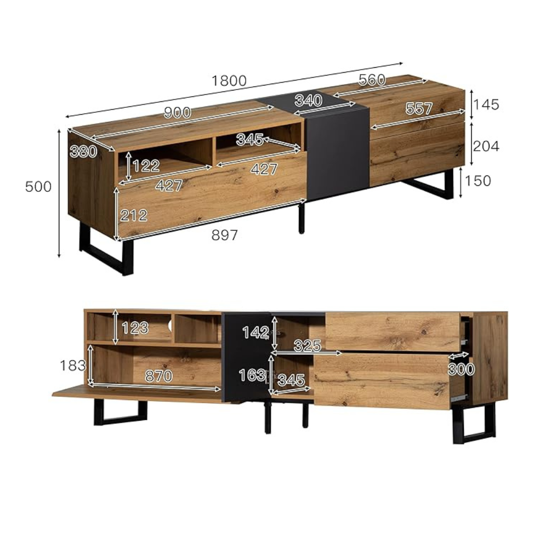 Brown TV Cabinet Modern, dimensions.