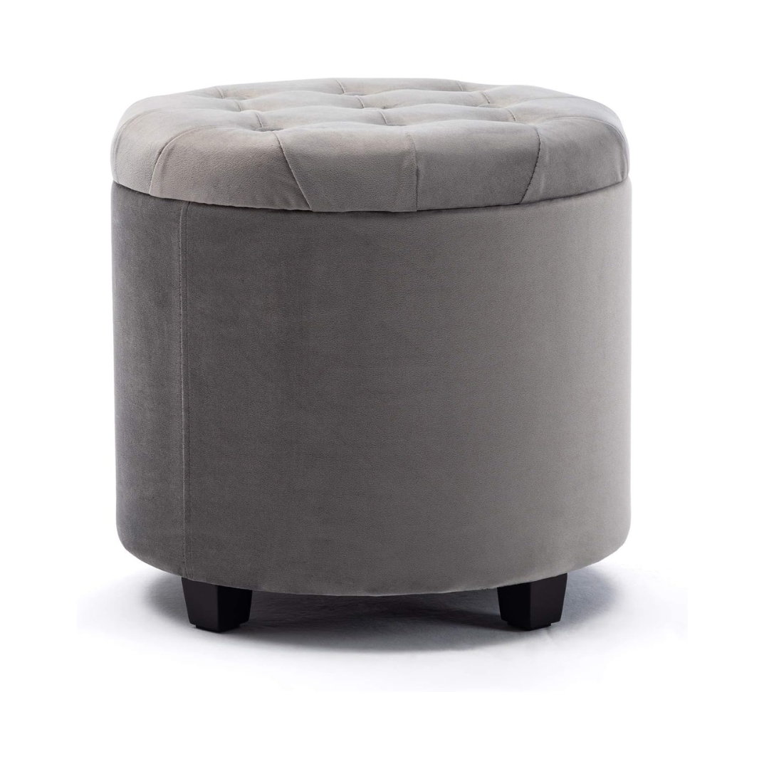 Chesterfield Velvet Ottoman With Storage, grey.