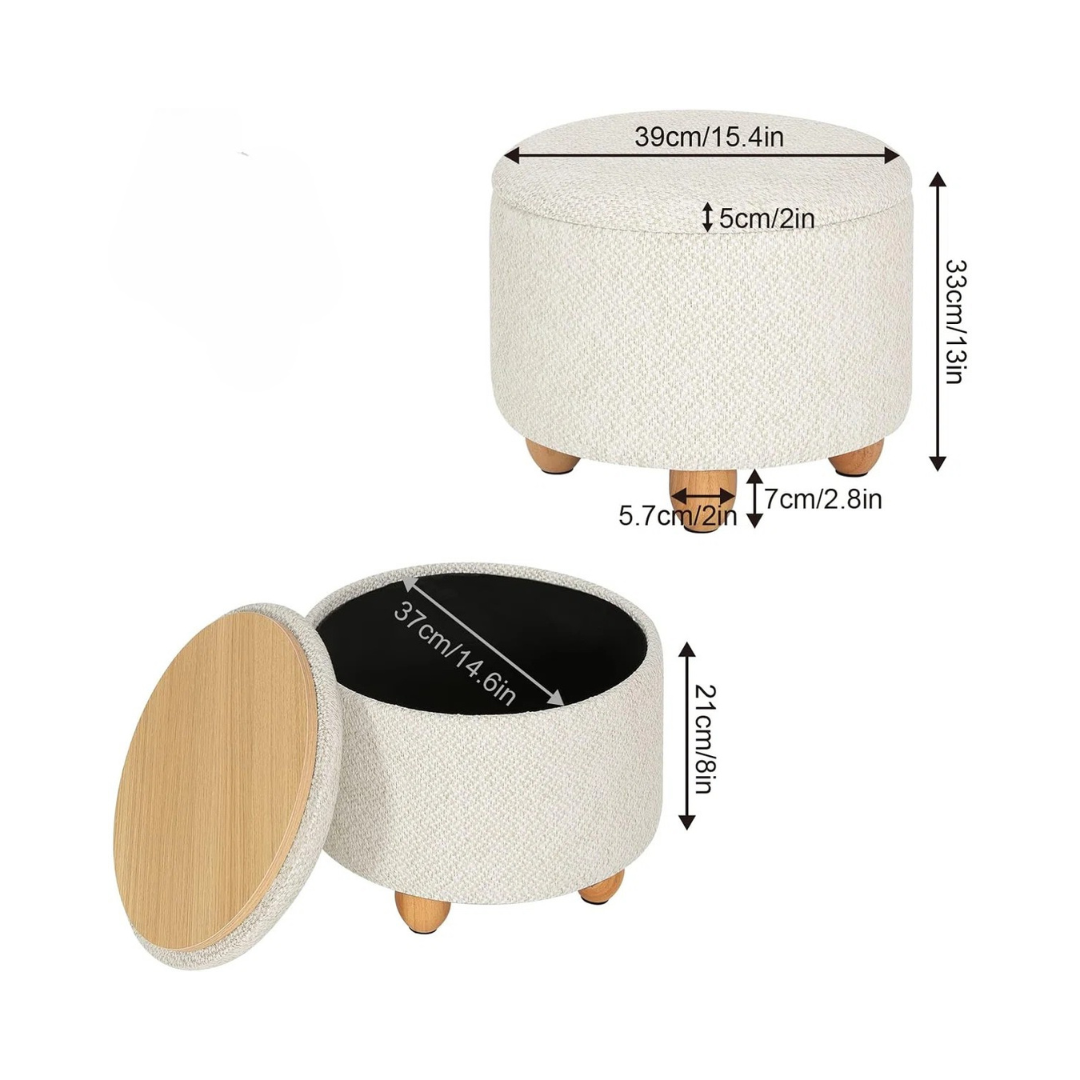 Contemporary Round Ottomans With Storage, dimensions.