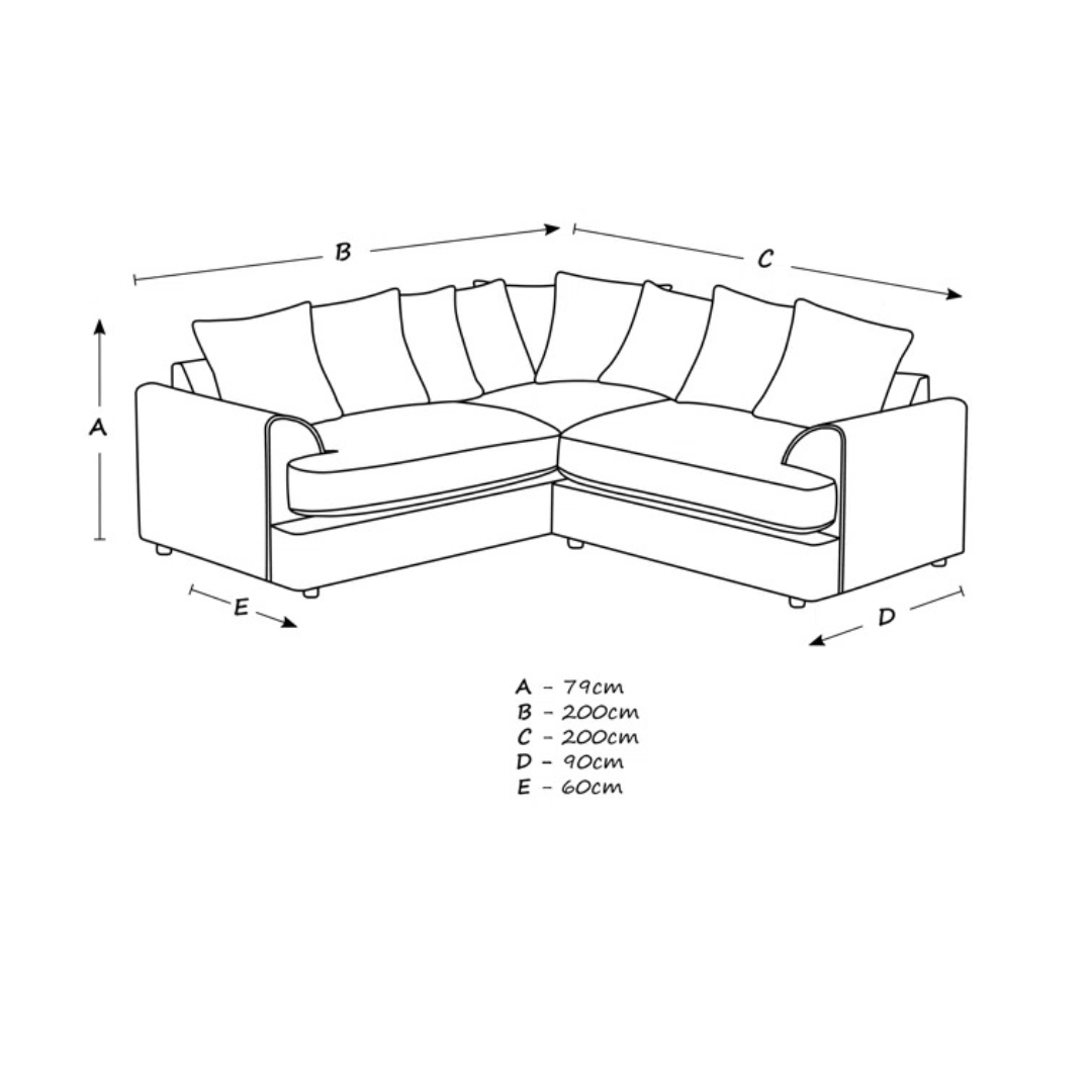 Cord Fabric Coffee Brown L Shape Sofa, dimensions.