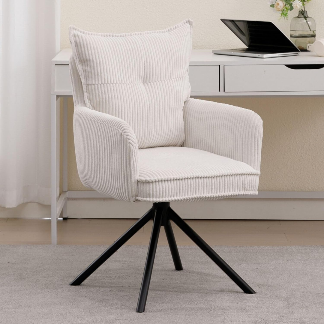 Corduroy Swivel Desk Chair Without Wheels