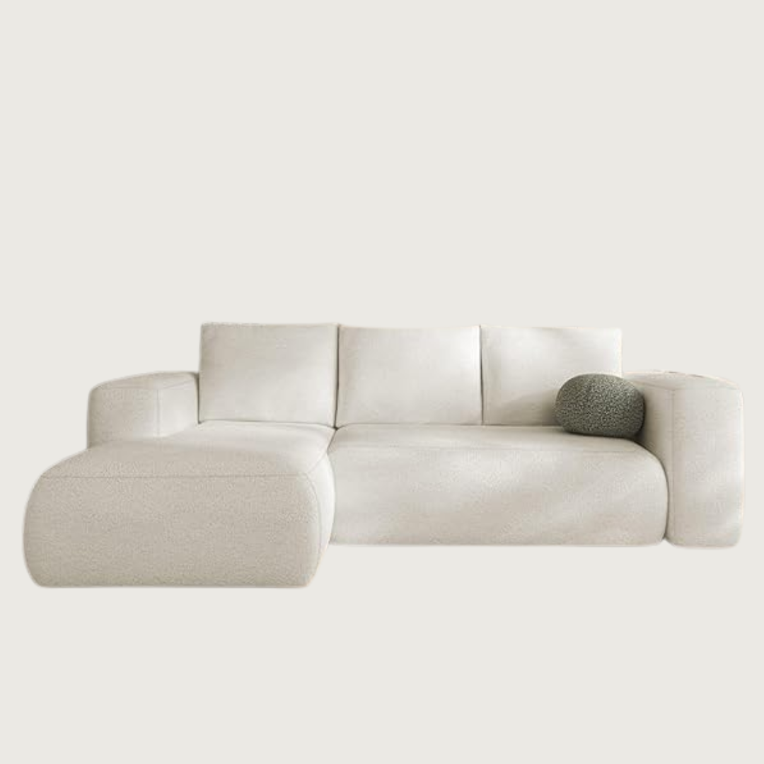 Cream L-Shape Modern Boucle Corner Sofa, Left Hand.