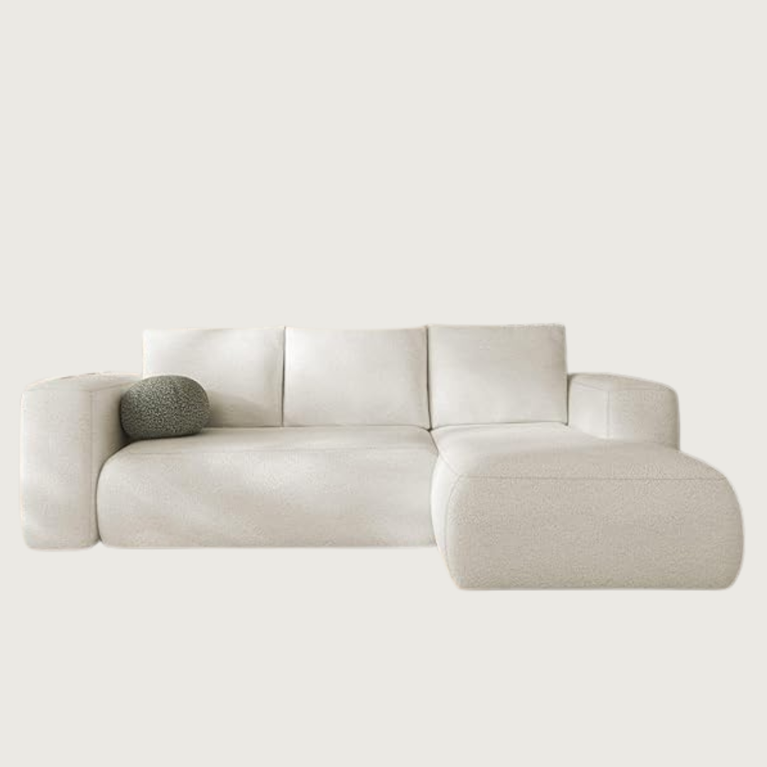Cream L-Shape Modern Boucle Corner Sofa, Right hand.