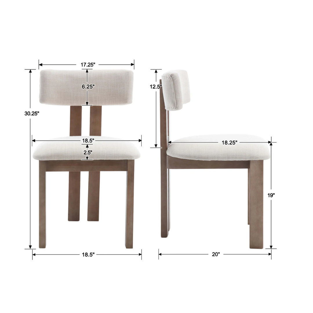 Curved Modern Wooden Dining Room Chair size dimension chart