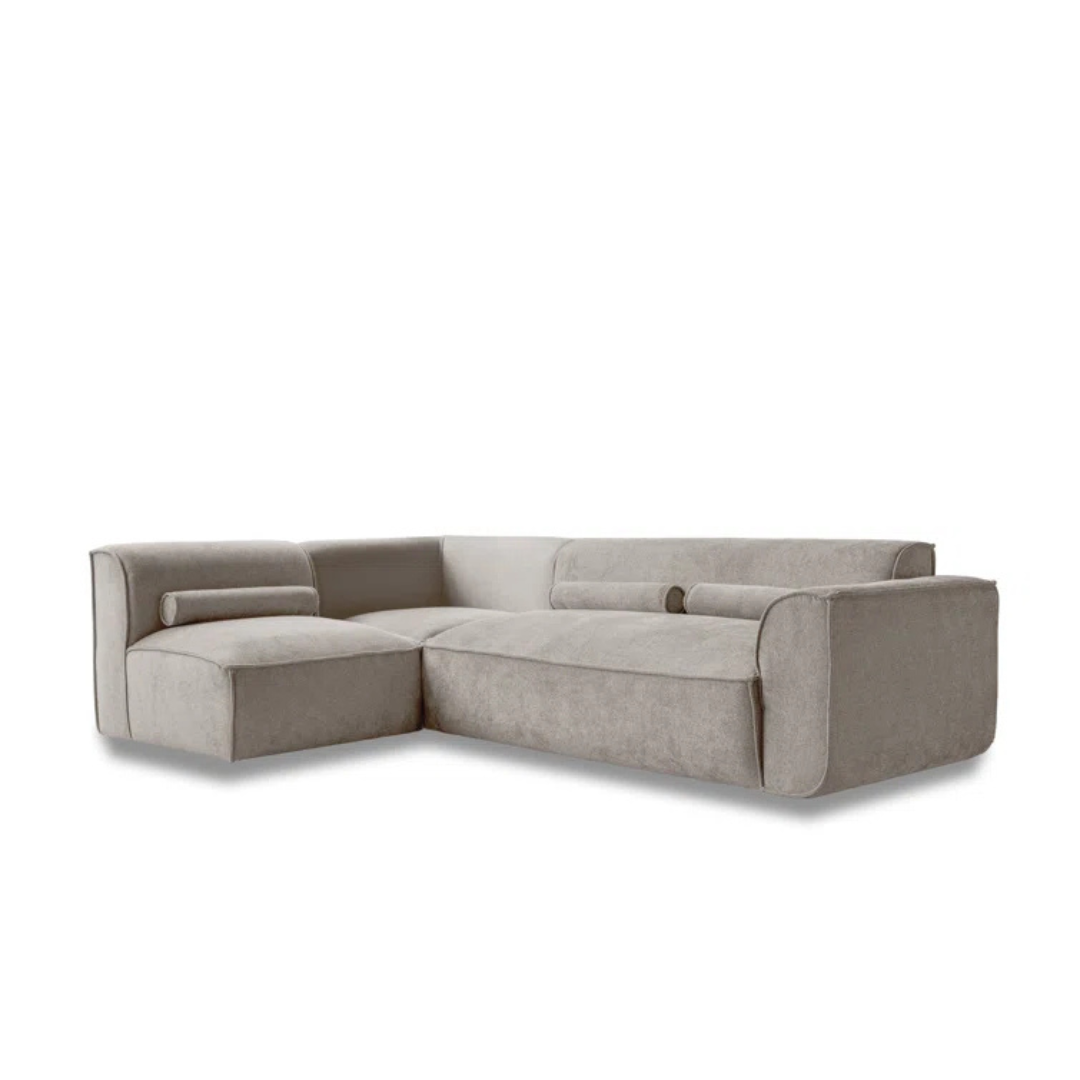 Dark Beige Contemporary Sofa Sectional Modular, white background.