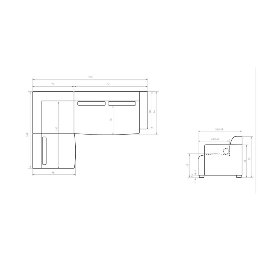 Dark Beige Contemporary Sofa Sectional Modular, dimensions.