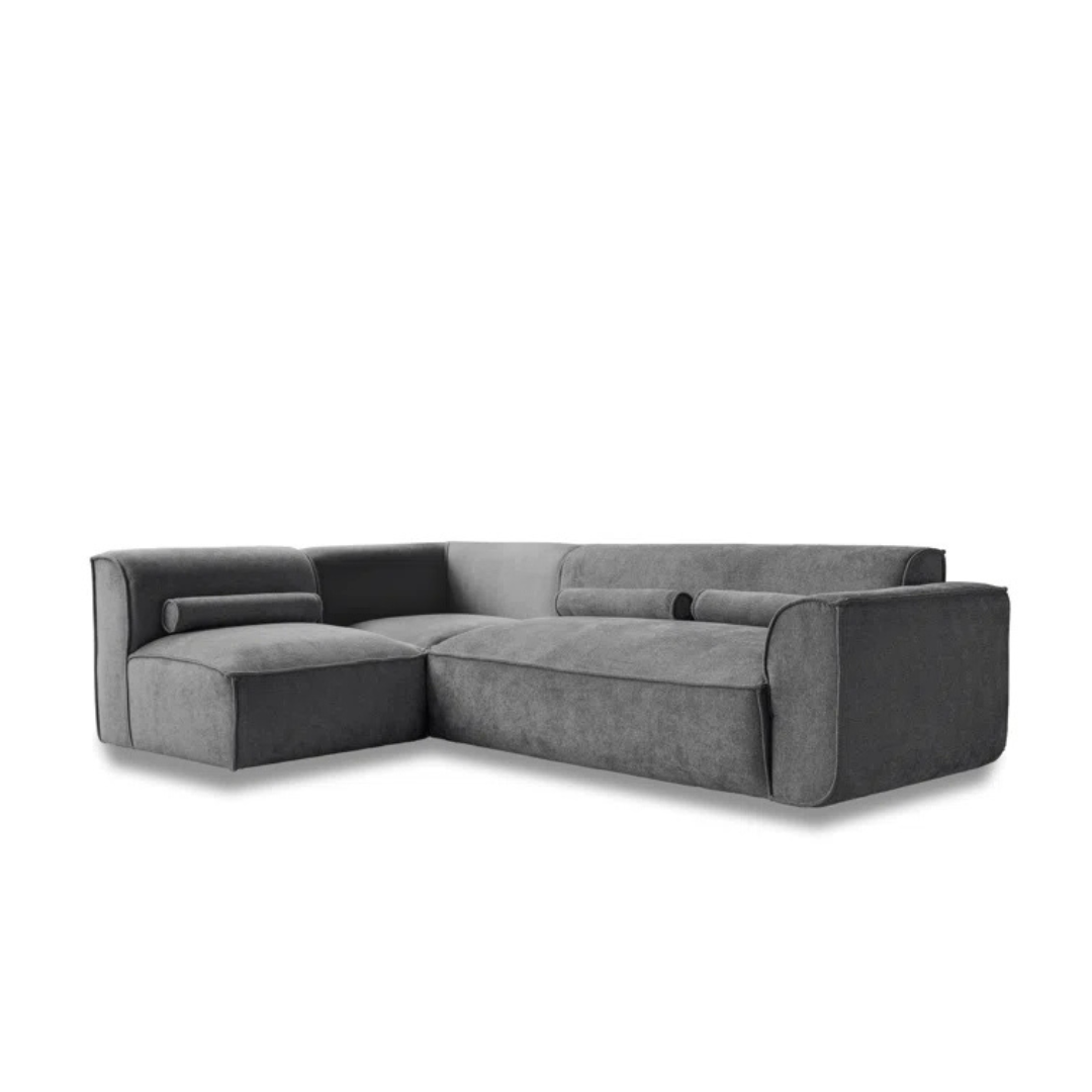 Dark Grey Contemporary Sofa Sectional Modular, white background.