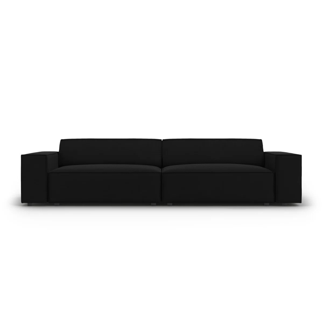 Deep Seat Modern 3 Seater Black Sofa, front view.