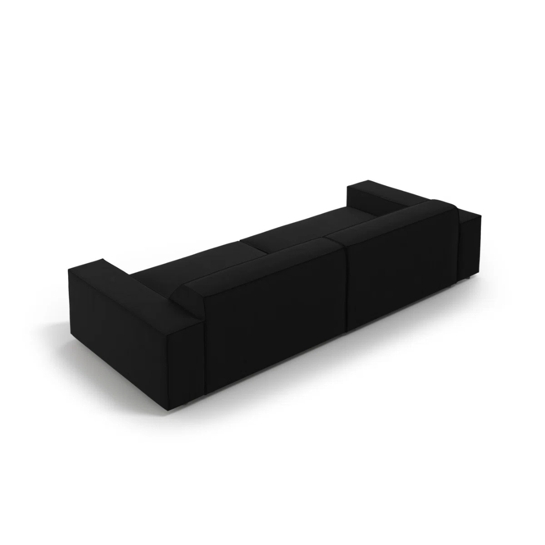 Deep Seat Modern 3 Seater Black Sofa, back view.