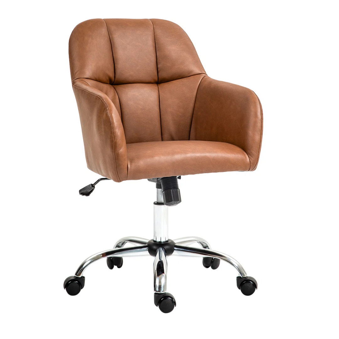 Faux Leather Desk Chair Brown