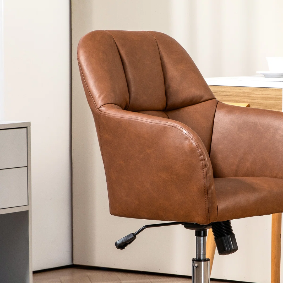Faux Leather Desk Chair Brown
