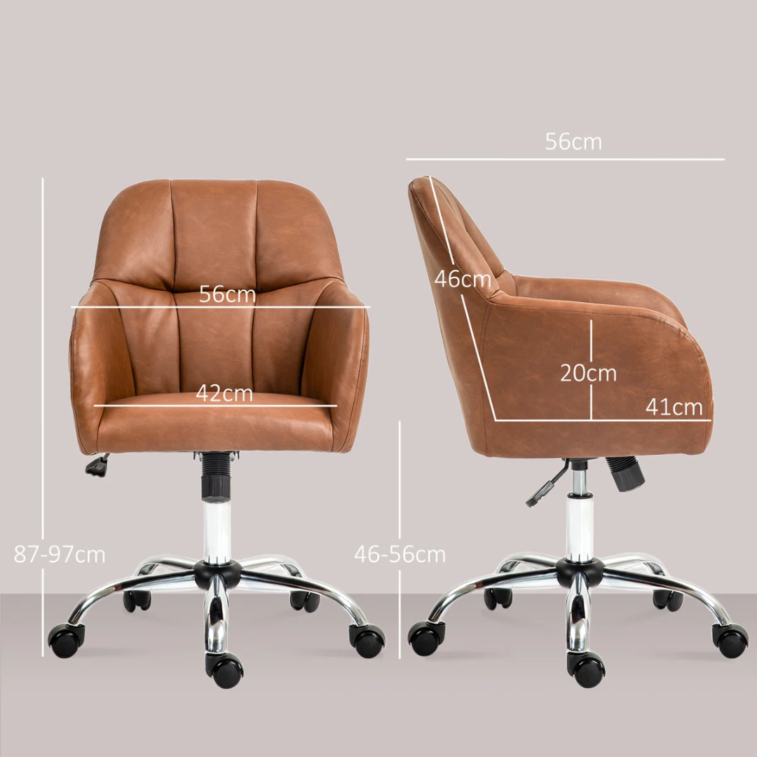 Faux Leather Desk Chair Brown