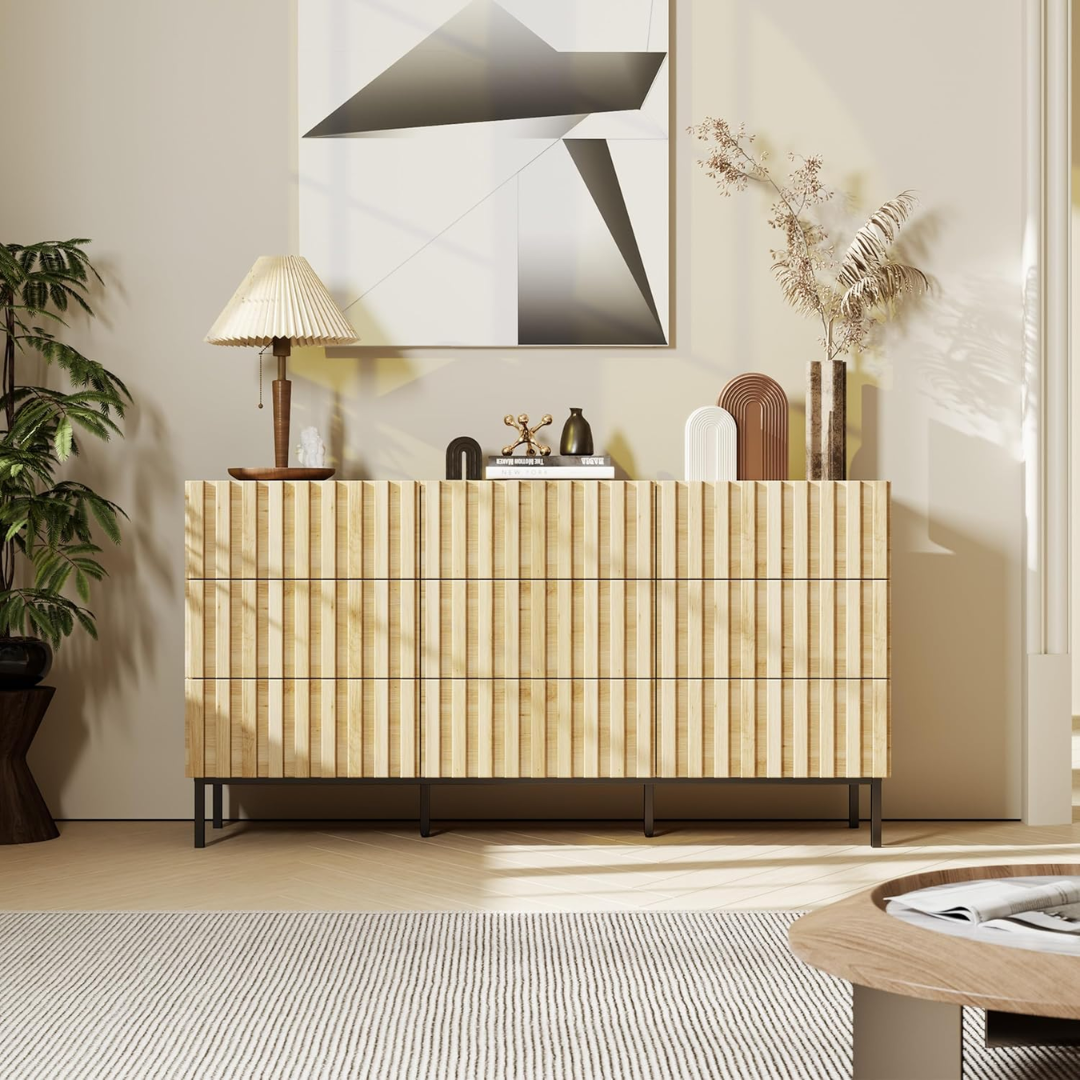 Fluted Mid Century Modern Chest Of Drawers