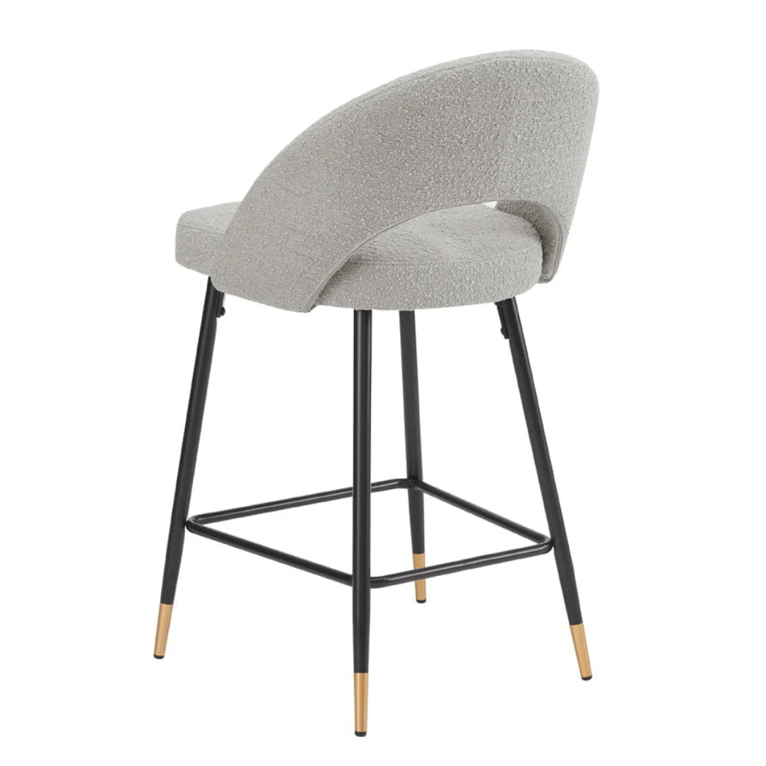 Grey Boucle Barstools Chairs - Set Of Two back view