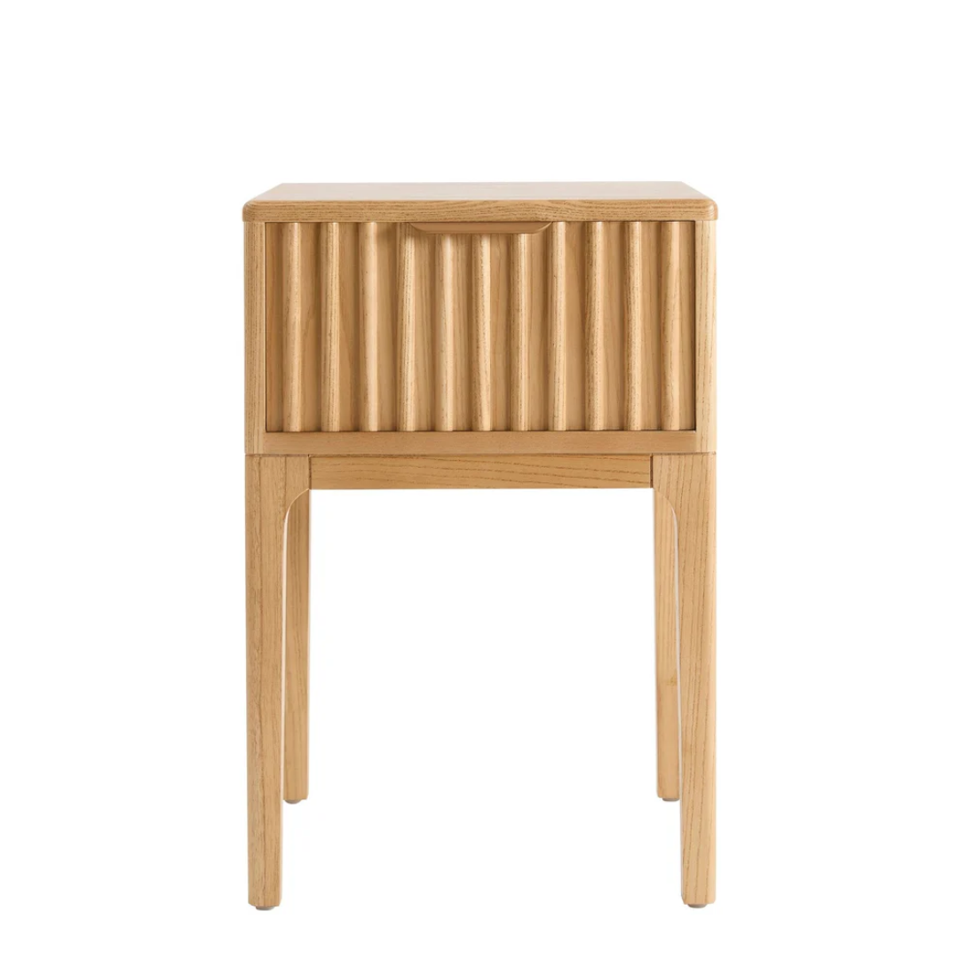 Light Wood Very Narrow Bedside Cabinet - One Drawer