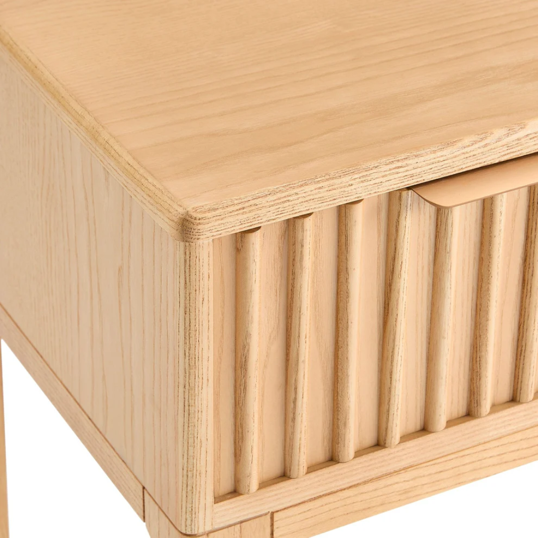 Light Wood Very Narrow Bedside Cabinet - One Drawer