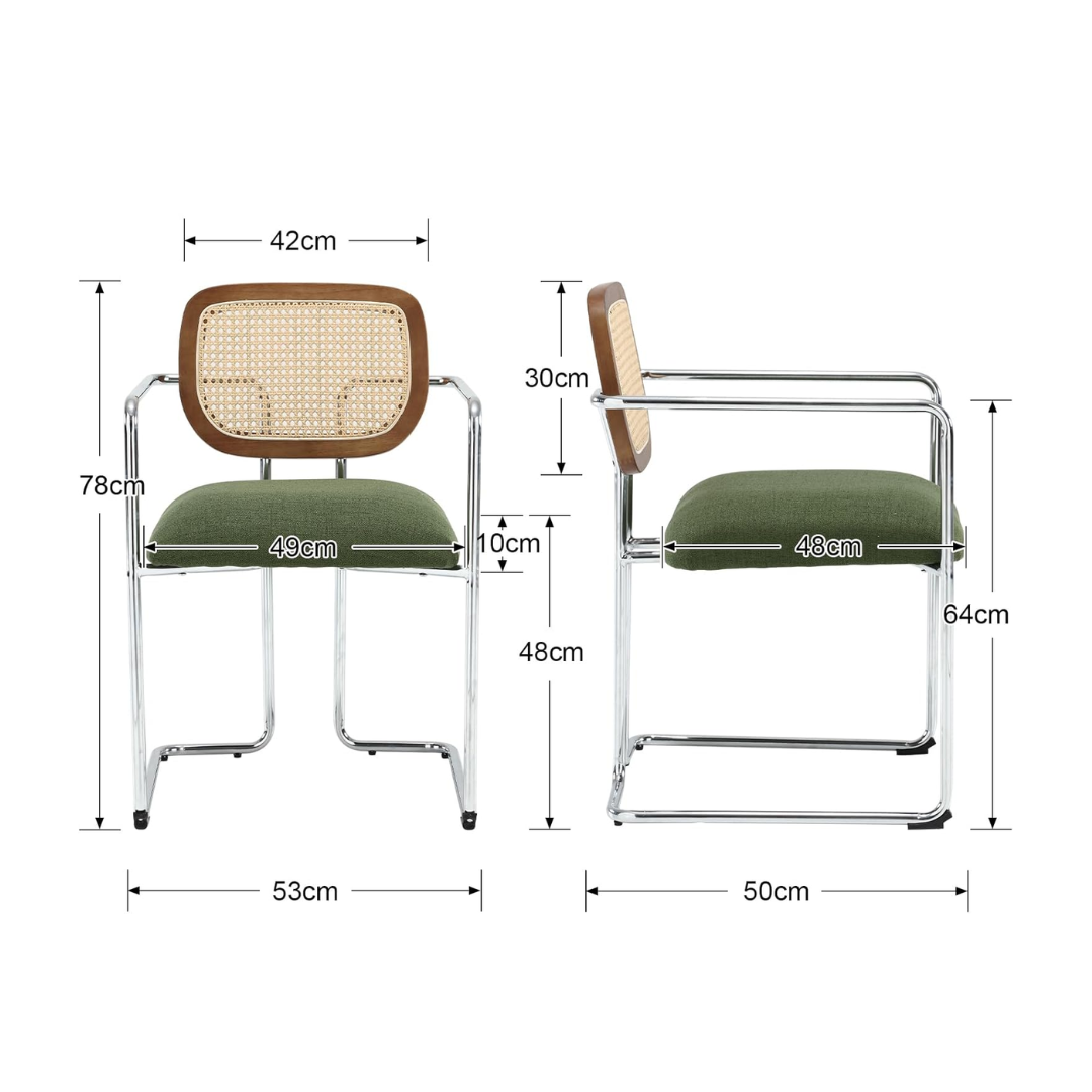 Metal Frame Khaki Dining Table Rattan Chairs size dimensions