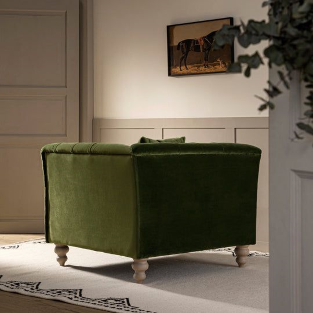 Mid Century Olive Green Armchair back view