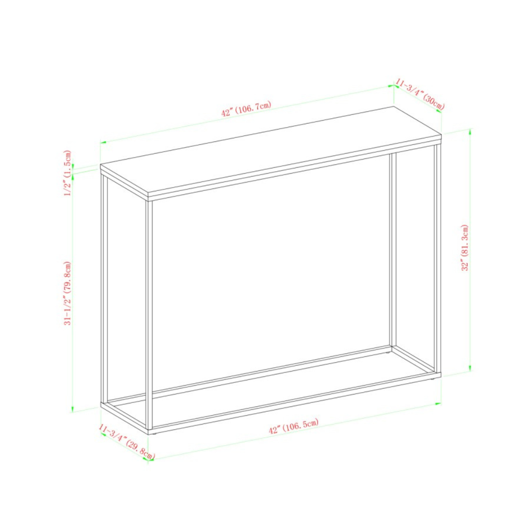 Minimalist White Skinny Console Table, dimensions.