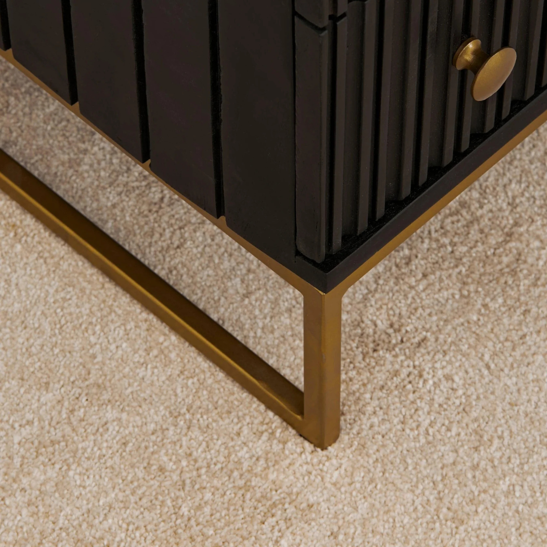 Modern Aztec Black Bedroom Drawers, close up of base.