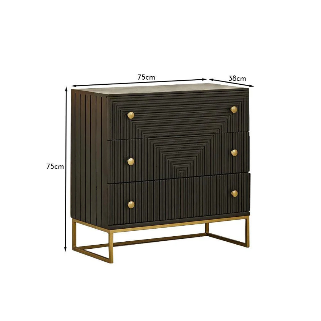 Modern Aztec Black Bedroom Drawers, dimensions.