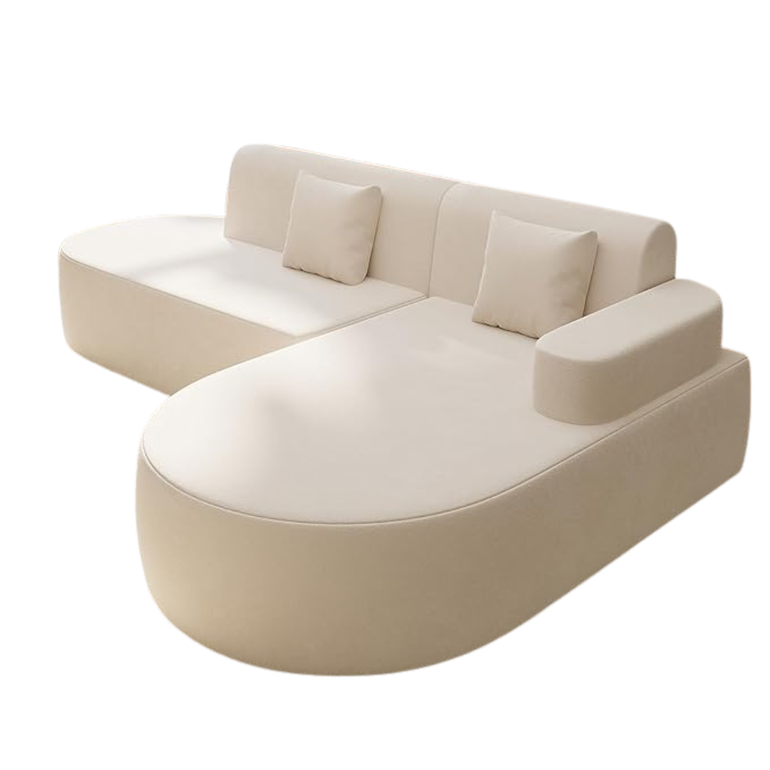 Beige sectional sofa on a white background