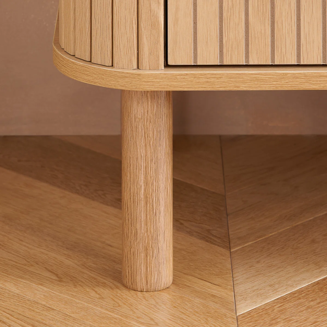 Modern Fluted Light Wooden Chest Of Drawers