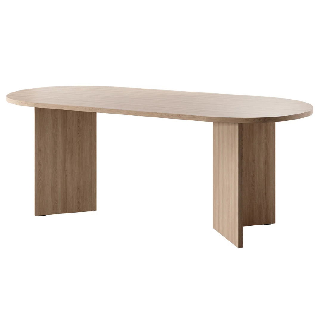 Modern Oval Wooden Dining Table, white background