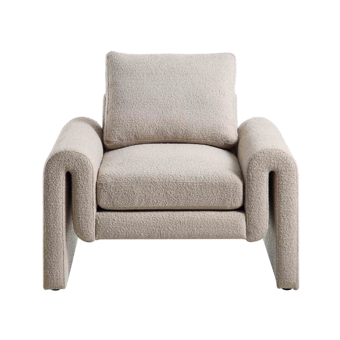 Modern Boucle Accent Chair front view